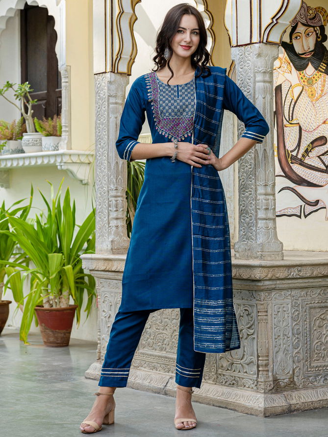 Aadhya Cotton Embroidery Kurti With Bottom Dupatta Wholesale Price In Surat